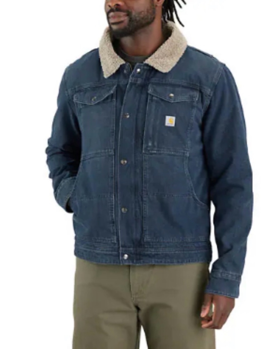 Carhartt Men's Dark Blue Denim Sherpa Collar Jacket NWOT